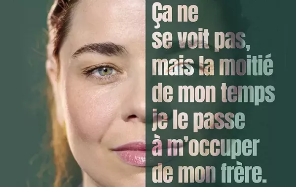 Affiche de la campagne Aidants du Service public de l’autonomie et le ministère des Solidarités 